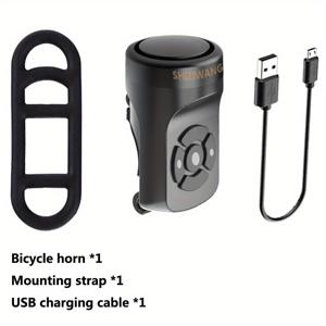 TEMU 전기 자전거 벨 120dB USB 충전식 자전거 경적 MTB 산악/도로 자전거 안전 주행용 내장형 250mAh 배터리 사이클링 액세서리|전기자전거|전기스쿠터
