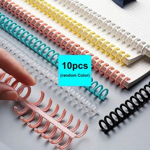 TEMU 10개입 다색 플라스틱 스파이럴 바인딩 테이프 A4용 30홀 펀치 링, 조절 가능한 길이 27.99cm, 노트북·캘린더·문서용, 사무용품, 밝은 디자인, 견고한 고정력