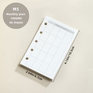 TEMU 5-홀 A8 교체용 리필 페이지 - 100gsm M5 바인더 삽입물, 월간/주간 플래너 옵션: 데일리 체크인 페이지 / 줄무늬 그리드 노트북 (책당 40장), 사무용품, 생산성 도구, 구조화된 형식, 다목적 디자인, 튼튼한 제본, 삽입물, 사무직