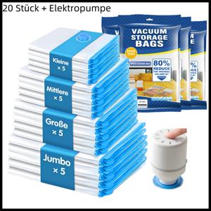 TEMU 유럽 표준 플러그 20pcs 세트. 진공 보관백 1개와 전동 펌프, 먼지 방지 밀폐용기 (옷·이불·셔츠) - 침실 수납장/여행용품으로 공간절약|진공밀폐용기|이불정리함