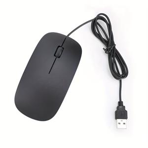 TEMU 울트라씬 USB 유선 게이밍 마우스 - 1200dpi 초박형 광학 마우스, 6버튼 인체공학적 디자인, 사무실 및 게임용 2색 옵션(블랙/화이트), 내구성 있는 플라스틱 구조, 오른손 사용 가능, 배터리 불필요, 컴퓨터용 마우스, 슬림한 디자인, 부드러운 움직임 감지, 노트북용 무선 마우스, 게이밍 마우스, 인체공학적 마우스