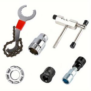 TEMU 6pcs/세트 MTB 자전거 유지보수 도구 체인 커터 브라켓 플라이휠 리무버 크랭크 풀러 렌치, 크랭크 제거 도구, 크랭크 도구, 수리, 플라이휠 도구, 컴팩트 도구, 내구성 있는 디자인, 정밀 도구, 고품질 강철, Mtb 도구 키트, 애호가, DIY 수리