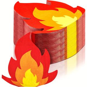 TEMU 16개입 소방관 테마 파티 냅킨 6.5인치, 2겹 종이 음료 냅킨, 불꽃 디자인, 생일, 일반 기념 행사, 소방차 테마 파티 용품 (할로윈, 크리스마스 행사 및 파티 용품)