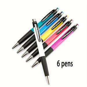TEMU 6-Pack AH-505 클래식 볼펜, 0.7mm 팁, 부드러운 필기, 파란색 잉크, 탈착 가능한 , 인체 공학적 디자인, 사무실 및 학생 필기, 플라스틱 재질, 캡식 펜, 중간 굵기 팁