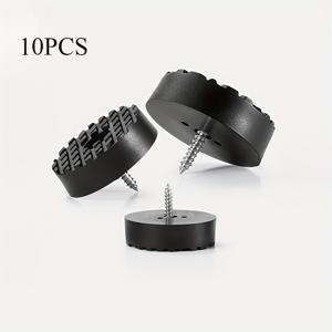 TEMU 10개 세트 헤비듀티 블랙 고무 가구 다리 보호대 - 나사 포함 미끄럼 방지 바닥 패드, 의자 다리, 테이블, 소파용 쉬운 설치 - 바닥 보호에 이상적