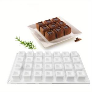 TEMU 초콜릿, 캔디 & 퐁당용 28구 실리콘 몰드 - DIY 디저트 및 주방 공예용 3D 사각형 베이킹 도구