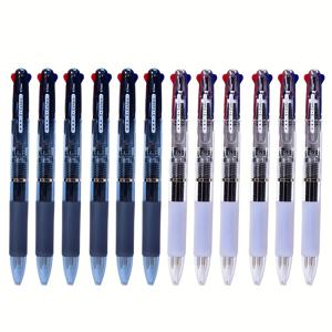 TEMU 12개 세트 편안한 그립감과 부드러운 필기감의 0.7mm 선폭 프레스 삼색 볼펜, 사무실 시험 점수표 작성 및 기타 행사에 적합