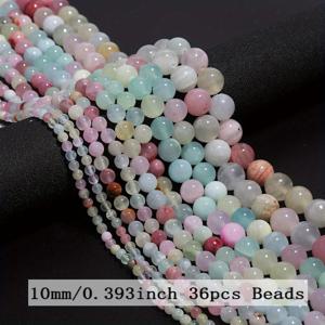 TEMU ASVRAI U 4-12mm 천연 칼세도니 스톤 비즈 - DIY 주얼리 만들기용 부드러운 라운드 스페이서 비즈, 파스텔 핑크 피치 그린 옐로우 퍼플 어시 톤, 팔찌 목걸이 귀걸이 공예 재료, 광택 마감 고품질 비즈
