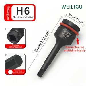 TEMU 공기 구동 헥스 소켓 비트 헤드 전기 렌치 적합, 1/2인치 드라이버는 강화 잠금 핀과 고무 링이 함께 제공되는 자동차 수리 도구 H4-H19, M5-M21 나사 분해 및 설치에 적합