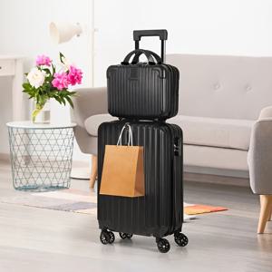 TEMU 20인치 기내용 캐리어 및 14인치 화장품 가방, ABS 하드 쉘, TSA 잠금 장치 및 후크, 가벼운 여행용 캐리어 세트, 로즈 골드/블랙/실버/블루, 대형 여행용 캐리어, 여성용 캐리어, 휠 장착 캐리어, 확장형 캐리어 세트, 알루미늄 프레임 캐리어