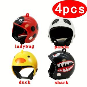 TEMU 4pcs 귀여운 동물 헬멧 모자 소형 애완동물용 - 놀이 디자인(치크, 오리, 파로트, 쥐)으로 조절 가능한 스냅 온 안전 헬멧 - 농장 동물, 휴일 선물 및 사진 속 道具, 애완 동물 액세서리, 놀이 애완 동물 액세서리, 조절 가능한 스트랩 헬멧