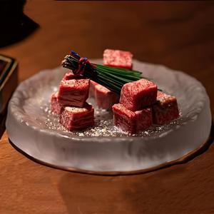 TEMU 1pc 고급 일본 와규 유리 저녁 식사 접시 - 창의적인 스시 및 디저트 서비스 접시, 가정, 호텔, 이자카야, 스시 서비스 접시에 이상적 | 우아한 식기 | 유리 구조
