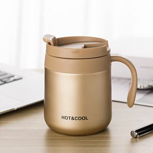 TEMU 350ml/500ml 스테인리스 스틸 커피 머그컵, 보온 여행 텀블러, 휴대용 열수납 컵 (사무실·가정·차량용), 핫&콜드 밀크티 음료병, 누수 방지 손잡이 머그 선물|트래블보틀