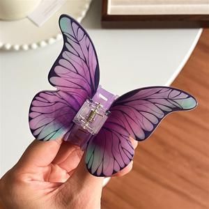 TEMU 1pc 대형 보라색 3D 나비 헤어 클립 - 우아한 스타일 아크릴 날개 디자인, 달콤한 패션 샤크 클립, 일상 및 파티 헤어 스타일, 스타일리시 헤어 액세서리 | 재미있는 디자인 | 아크릴 소재
