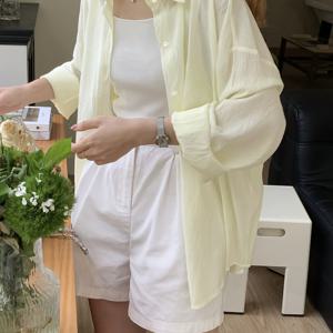 TEMU 여성용 연한 노란색 소프트 롱소매 셔츠: 봄과 가을에 어울리는 신상 루즈핏 우아한 블라우스 재킷|블라우스