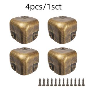 TEMU 4pcs 빈티지 브론즈 코너 프로텍터 - 고전적인 금속 마감, 스크루로 쉽게 설치, 목재 상자 및 선물 상자 포장에 이상적, 손상 방지용 장식용 엣지 가드, 손상 방지용 장식용 코너 프로텍터 | 고전적인 금속 마감 | 스크루로 쉽게 설치