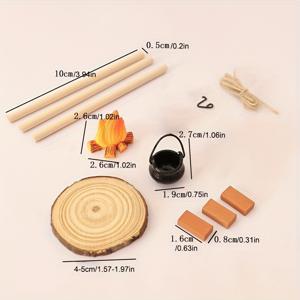 TEMU 1개 미니어처 목재 시뮬레이션 모델 키트 - DIY 레진 공예 홈 장식, 랜드스케이프 데코, 혼합 색상, 불타리, 나무, 및 실내/외부 사용 액세서리 포함, 캠핑 장식, 크리스마스에 가장 적합, 추수감사절에 완벽