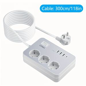 TEMU 리프웰 멀티 익스텐션 리드 소켓, //5m 연장 코드 포함 전원 보드, USB 슬롯이 있는 멀티 플러그 소켓, 원키 전원 스위치, 과부하 보호 기능, 벽걸이 디자인, 전원 표시등, 데스크탑 아울렛용 USB 파워 스트립, 화이트 & 블랙, 홈 오피스 및 여행용 멀티 콘센트|멀티탭