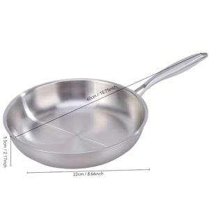 TEMU 1pc 스테인레스 스틸 비스턴 프라이팬 - 3층 두꺼운 디자인, 인덕션 및 가스 스토브 호환, 스테이크, 야채, 계란에 완벽, 주방 필수품, 다용도 조리용 팬 | 현대 주방 용품 | 내구성 있는 조리 용품|계란찜기