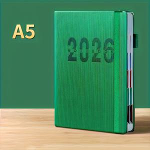 TEMU 2026 플래너 캘린더 - 365일 소프트 커버 일기장, 데일리 목표 트래커 & 습관 체크인, 내구성 쉬운 청소 용지, 400페이지 노트북, 5가지 색상 (핑크, 퍼플, 그린, 블루, 블랙), 시간 관리, 생동감 넘치는 컬러, 매끄러운 필기감, 주간 플래너, 개인 정리용|달력|달력|캘린더