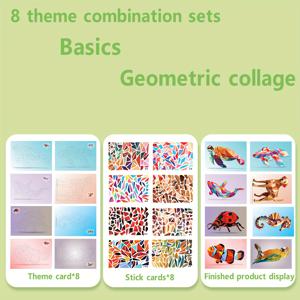TEMU 3D 기하학적 평면 스티커 퍼즐, 콜라주, DIY 수제 창의 스티커, 16가지 집중력 향상 훈련 게임, DIY 스티커, 손과 눈의 조화 향상, 예술 용품, 성인용 스티커 장식, 인지 능력 향상, 생일 선물, 파티 선물, 휴일 선물, 장식 스티커 퍼즐