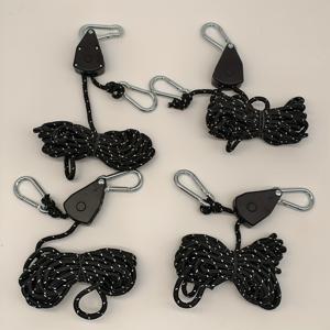 TEMU 조절 가능한 잠금 스위블이 있는 4개 세트 헤비 듀티 캠핑 텐트 로프 - 모든 날씨용 고가시성 블랙 텐트 로프, 텐트, 타프, RV, 텐트 액세서리, 키체인 포 가방, 튼튼한 로프, 묶기용 로프, 로프