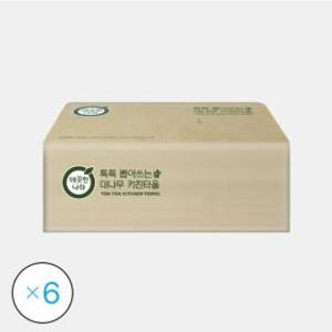 깨끗한나라 톡톡 뽑아쓰는 무표백 키친타올 100매 6입(소프트팩)