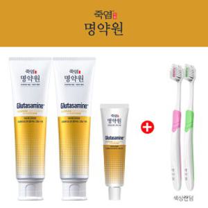 [잇몸 & 시린이케어] LG생활건강 죽염 명약원 글루타사민 치약 120g 2개 + 40g 1개 + 잇몸칫솔2개
