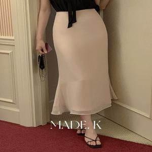 [MADE/뉴컬러추가]샤루아 쉬폰 머메이드 롱 스커트 (S-L/데이트룩/하객룩/출근룩/가을스커트/하객룩스커트)