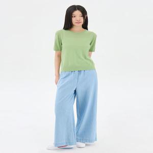 여성) 데님 와이드 밴딩 팬츠_MSF2PP2601