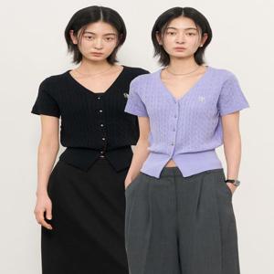 WOMAN 텐셀 브이넥 케이블 가디건 [4COL]