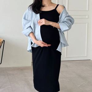 [자체제작 / 내일도착] 임부복* 골지 끈나시 원피스 민소매 롱 맥시 휴양지룩 임산부원피스 주수 사진 만삭 태교여행 빅사이즈 비치웨어 휴양지원피스 여름원피스 여름임부복