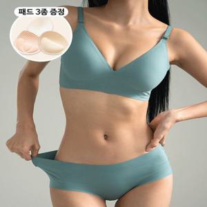 ????직진배송/3종패드증정???? [힐링] 스탠다드 심리스 왕뽕브라set  AA컵 옆가슴볼륨 가슴골보장 데일리 왕뽕심리스 군살커버 노와이어 편한 여성속옷