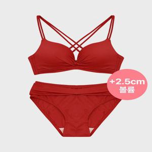 ????패드두께 2.5cm???? 크로스 부스팅 볼륨 노와이어 브라 팬티 세트 6컬러 브라+팬티세트