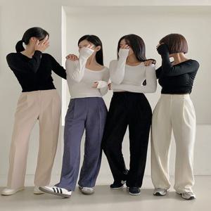 [8만장 돌파♥] [숏/기본/롱] 텐딘 스판 밴딩 와이드 핀턱 슬랙스 팬츠( 가을-겨울-출근룩-데일리룩-빅사이즈-40사이즈-자체제작-와이드팬츠-밴딩슬랙스-핀턱슬랙스-와이드슬랙스 )