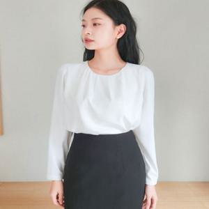 4만장판매) 비침없는 기본 라운드 셔링 블라우스 - 긴팔
