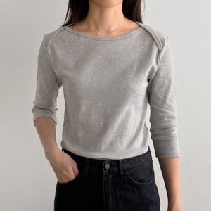 25fw 에이블앤코 보트넥 베니 긴팔추가 7부 어깨 절개 포인트 티셔츠