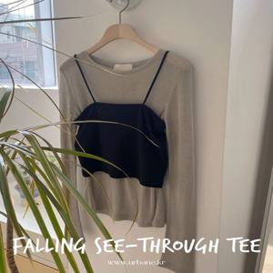 ✨텐셀원단????URBANE MADE???? 폴링 시스루 텐셀 이너 레이어드 티셔츠 (4c) /가을????/여행룩/데일리룩