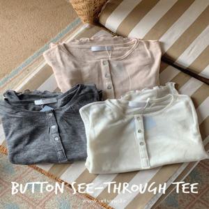 ✨텐셀원단????URBANE MADE???? 버튼 텐셀 이너 레이어드 시스루 티셔츠 (3c) /????가을/데일리룩/레이어드룩