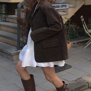 [1천장돌파]클래식 스웨이드 자켓 2color / 가을 간절기 블레이저 오버핏 하객룩 루즈핏 테일러드 빈티지 싱글자켓 박시 jacket 빅사이즈 보이핏 환절기