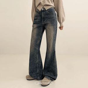 [~2XL/여유부츠컷] 카넷 밴딩 빈티지 워싱 와이드 세미부츠컷 데님 팬츠 (25FW가을신상)