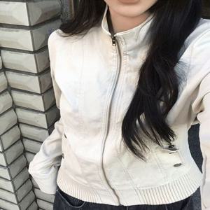 [당일출고/모델소장]세미크롭 골지니트 집업자켓 긴팔점퍼(노카라 간절기템 레더라이더 가을겨울옷 빈티지바이커 y2k바시티 힙한롱슬리브 키작녀 개강잠바 얇은티셔츠 숏하이넥)