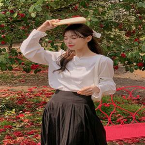 [무료배송][1천장 돌파✨][44-120]  로벨디아 핀턱 소매 하트넥 블라우스( 가을-봄-페미닌룩-데이트룩-데일리룩-오피스룩-출근룩-격식룩-하객룩-자체제작-빅사이즈-120사이즈-리리앤코-퍼프소매 )