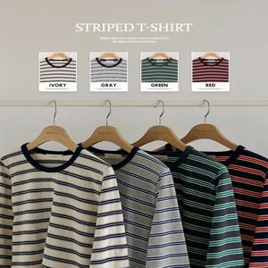 [made] 리오 스트라이프 긴팔티셔츠 - 4 Color (긴팔티/레이어드티/라운드넥/단가라/기본티/롱슬리브)