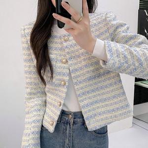 [이즈도야]SM102 노카라 진주단추 메린느 트위드 자켓