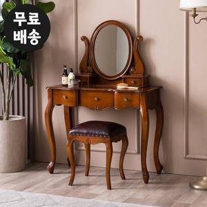 [벤티스가구]르넨 엔틱 화장대 세트 원목 서랍 수납 가구 콘솔 화장대 입식 소형 공주 안방(콘솔형)