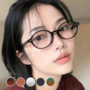 자외선차단 패션 라운드 뿔테안경 투톤 커플 검정 투명 안경테 무도수 컬러 여자 남성용 UV차단 여성용 남