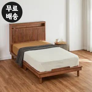 데오 고무나무 원목 침대프레임 퀸사이즈 안방 베드 예쁜 평상형 통판 고급(월넛)