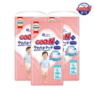 [군 기저귀] [2세트 구매 시 물티슈 10팩 증정] 플러스 소프트터치 팬티 특대형(XL) 38P x 3팩