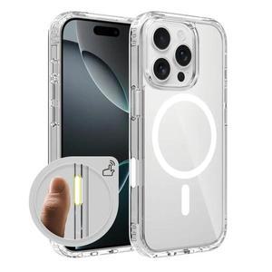 Magsafe 무선 충전 투명 전화 커버 용 iPhone 16 Pro Max Plus 카메라 터치 컨트롤 캡처 버튼 케이스가있는